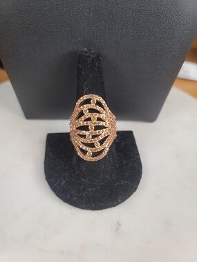 paparazzi Gold Openwork Crystal Statement Ring